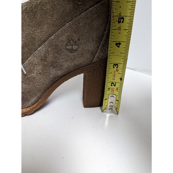 Timberland Glancy Chukka Ankle Bootie Tan Suede Lace Front Heels Size 8.5 - Picture 7 of 12